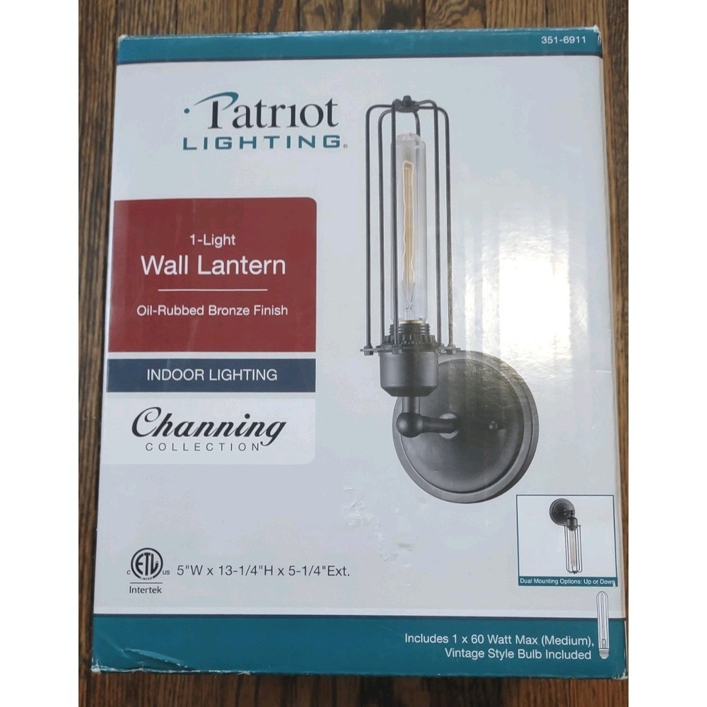 Patriot Lighting Channing 1-Light Wall Lantern Oil-Rubbed Bronze 351-6911 NIB